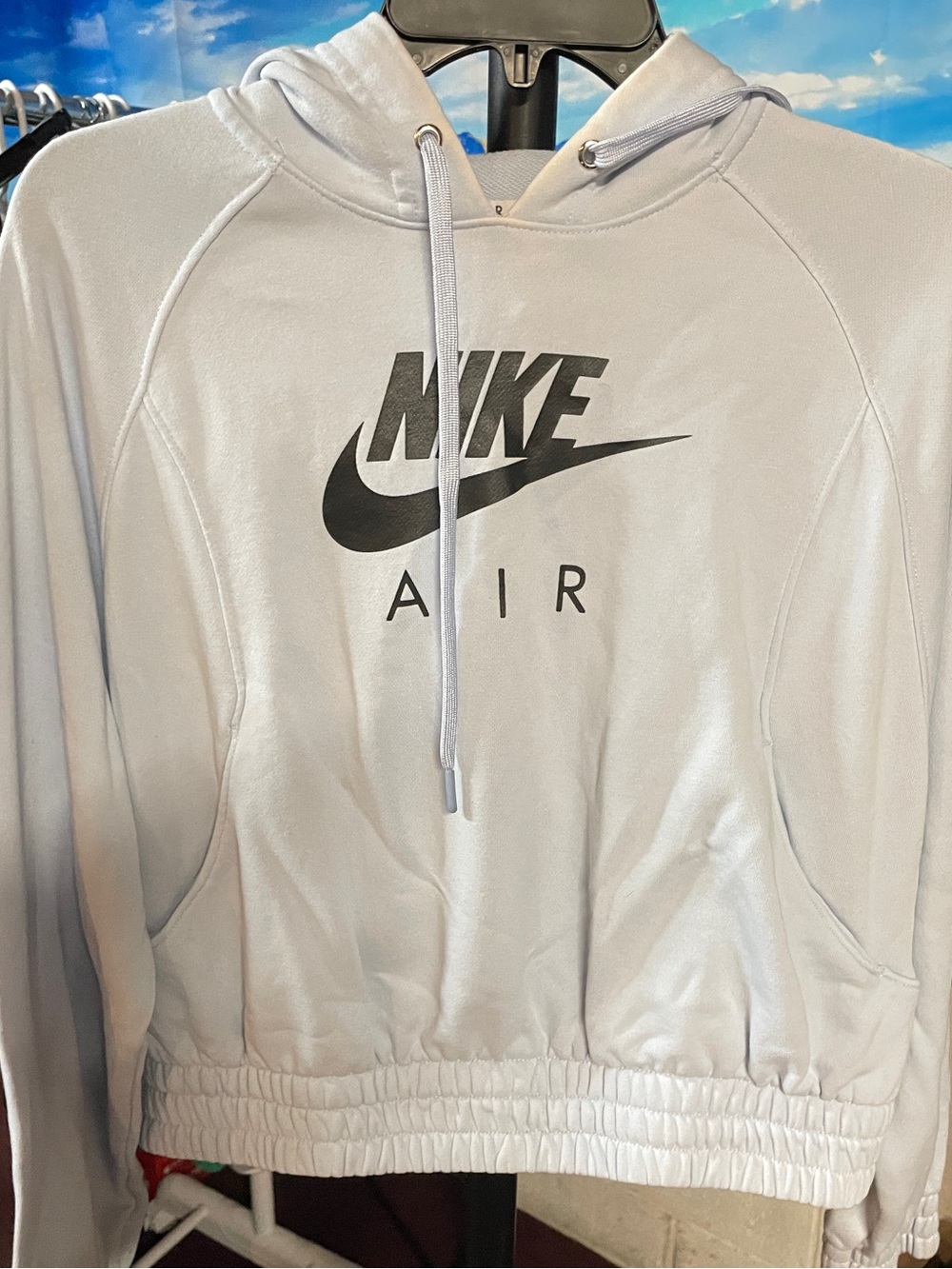 Nike lLight Blue Women's Crewneck Hoodie with Black Nike Air Logo